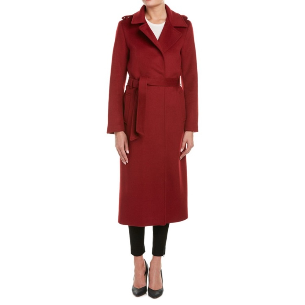 Soia & Kyo Oxblood Red Belted Wrap Coat